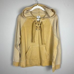 BKE Textured Lace-Up Hoodie Sweatshirt - Size Medium
